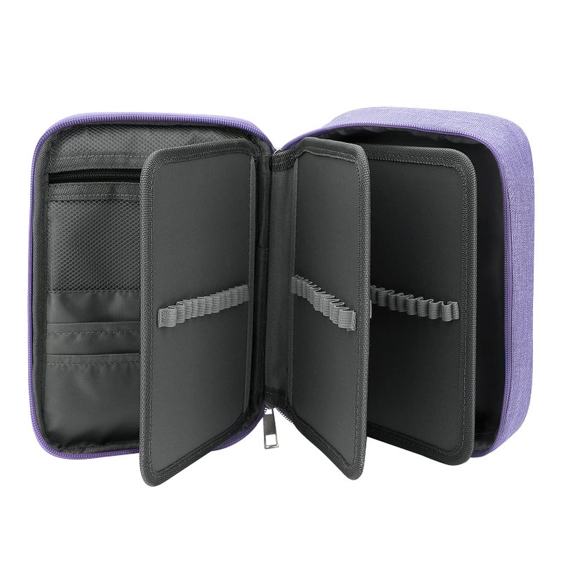 Number-one Large Capacity Pencil Case, 72 Slots Colored Pencil Pouch Bag Portable Pencil Holder Stationery Organizer with Compartments for Office and Travel, Purple - Image 1