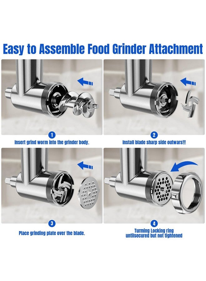 GuanQiao Metal Food Grinder Attachments for KitchenAid Stand Mixers, Meat Grinder, Sausage Stuffer, Perfect Mixer Attachment for KitchenAid Mixers, 15pcs Meat Grinder Accessories Set, Silver  - Image 4