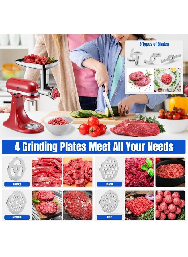 GuanQiao Metal Food Grinder Attachments for KitchenAid Stand Mixers, Meat Grinder, Sausage Stuffer, Perfect Mixer Attachment for KitchenAid Mixers, 15pcs Meat Grinder Accessories Set, Silver  - Image 2