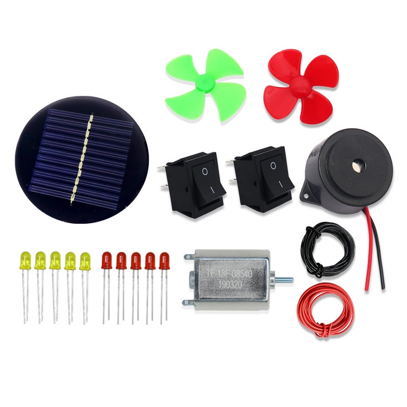 Electronicspices طقم الألواح الشمسية الدائرية DIY مع جرس | محرك | LED ومروحة | طقم مشروع STEM المدرسي - Image 1