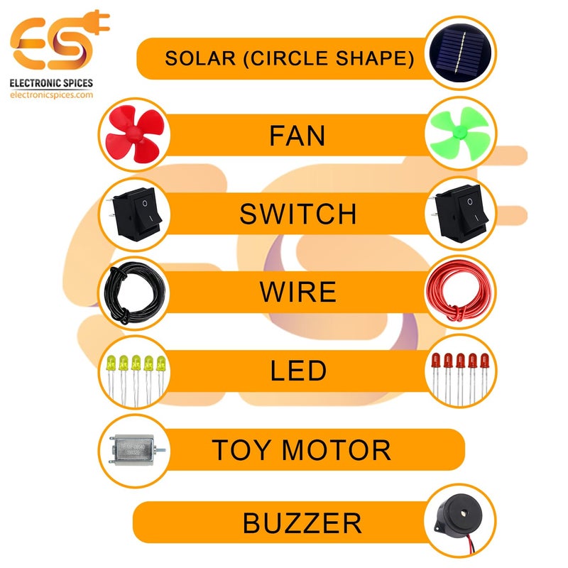Electronicspices طقم الألواح الشمسية الدائرية DIY مع جرس | محرك | LED ومروحة | طقم مشروع STEM المدرسي - Image 2