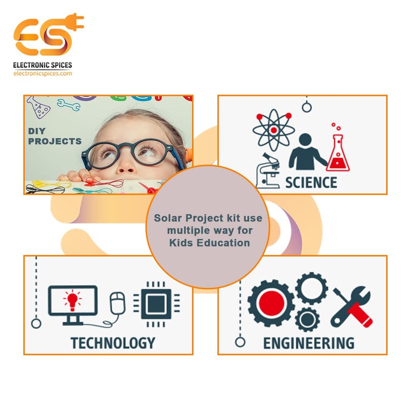 Electronicspices طقم الألواح الشمسية الدائرية DIY مع جرس | محرك | LED ومروحة | طقم مشروع STEM المدرسي - Image 3