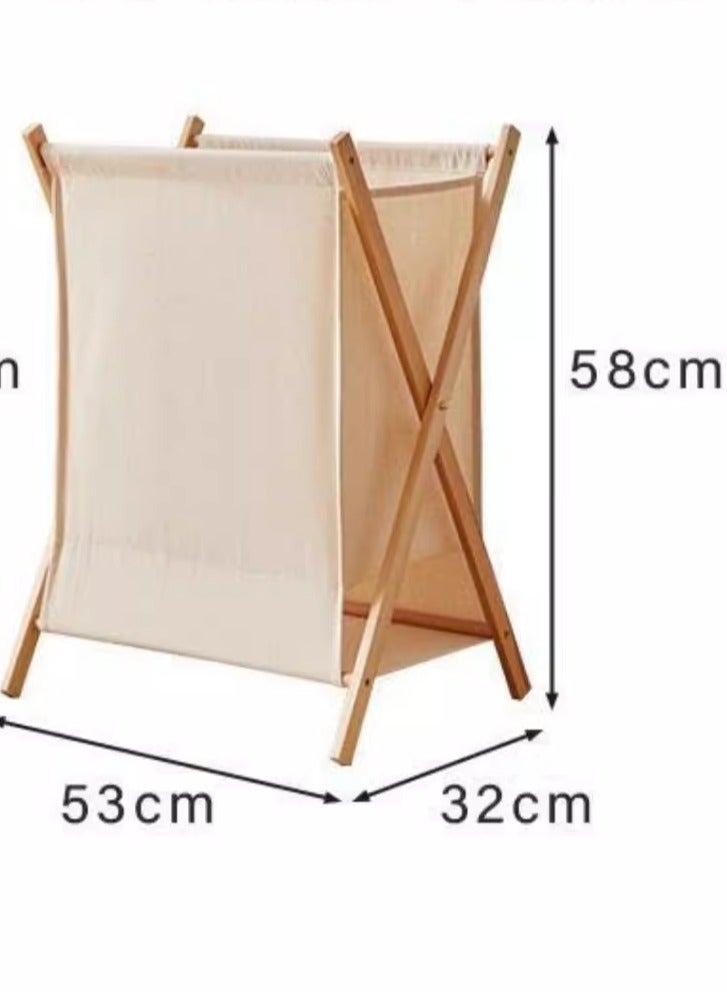 Living Bamboo Laundry Sorting Basket with Lid, Portable Foldable Laundry Basket with Wooden Frame  - Image 4