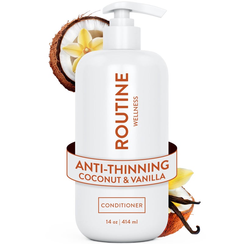 Routine Wellness Anti-Thinning Deep Conditioner for Thinning Hair - DHT Blocker for Hair Loss in Men & Women - Promotes Healthy Hair - Coconut & Vanilla 14oz - Image 1