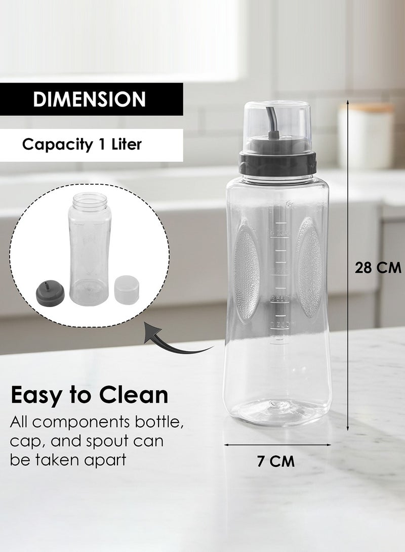 Kuber Industries Plastic Drop Oil Bottle Dispenser for Kitchen, 1 LTR (Grey)-KUBMART11124 - Image 3