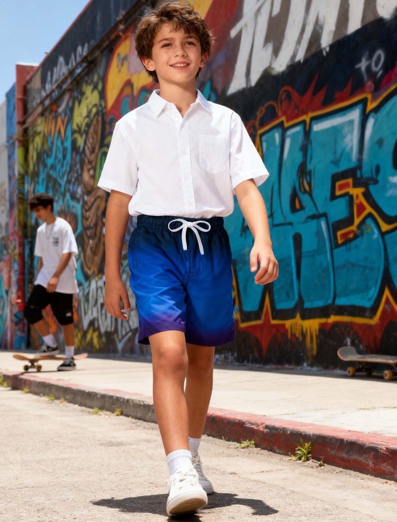Cozople Boys Swim Trunks with Compression Liner Blue Quick Dry Beach Boardshorts Summer Swimsuit Lightweight Tie Dye Swim Shorts Breathable Swimwear - Image 3