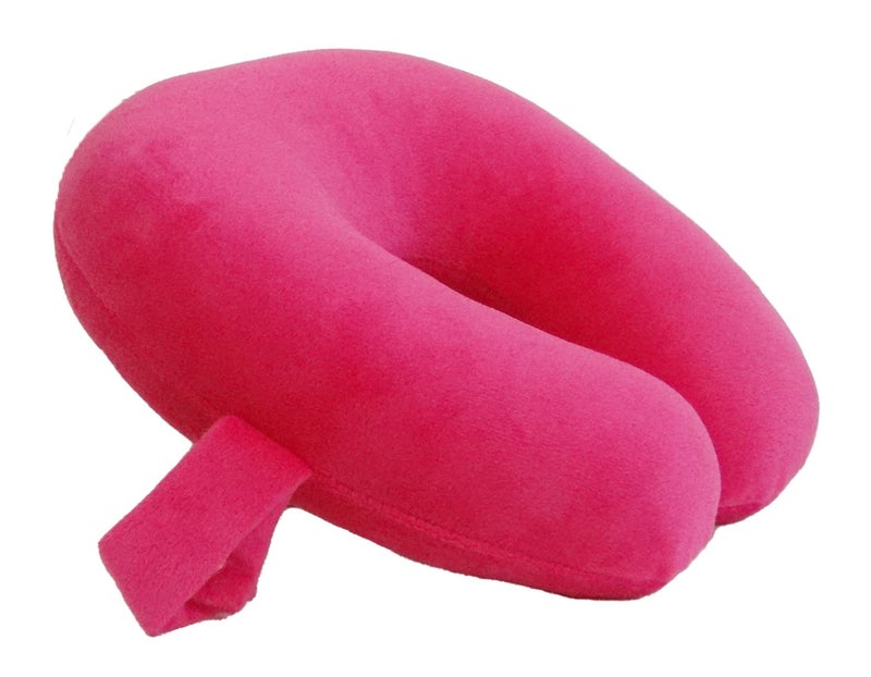 Wolf Essentials Kids Travel Neck Pillow - Cozy Soft Microfiber, Compact Design for Airplane, Car Seat, or Toddler Travel Support â€“ Pink - Image 2