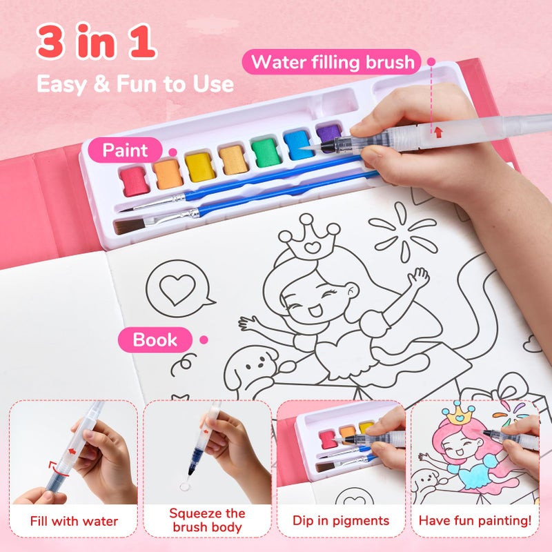 JoyCat Paint with Water Coloring Books for Toddlers, Watercolor Painting Sets for Kids Ages 3-5 4-8, Arts and Crafts Drawing Activities Toy Birthday Gifts for Boys Girls (Party) - Image 3