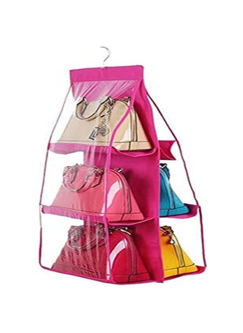 ORiTi Clear Purse Handbags Organizer Door Closet Shelf Hanging Storage Bag Pink 20*10*20cm  - Image 3