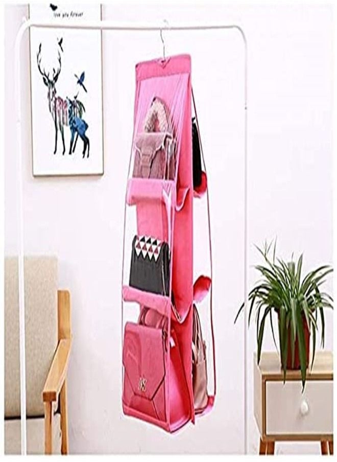 ORiTi Clear Purse Handbags Organizer Door Closet Shelf Hanging Storage Bag Pink 20*10*20cm  - Image 2