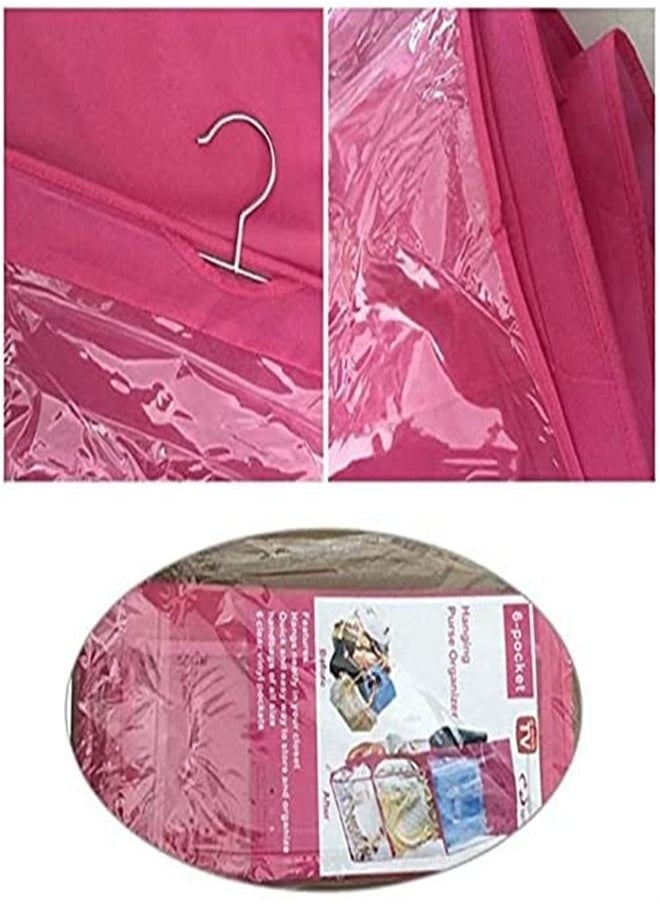 ORiTi Clear Purse Handbags Organizer Door Closet Shelf Hanging Storage Bag Pink 20*10*20cm  - Image 5
