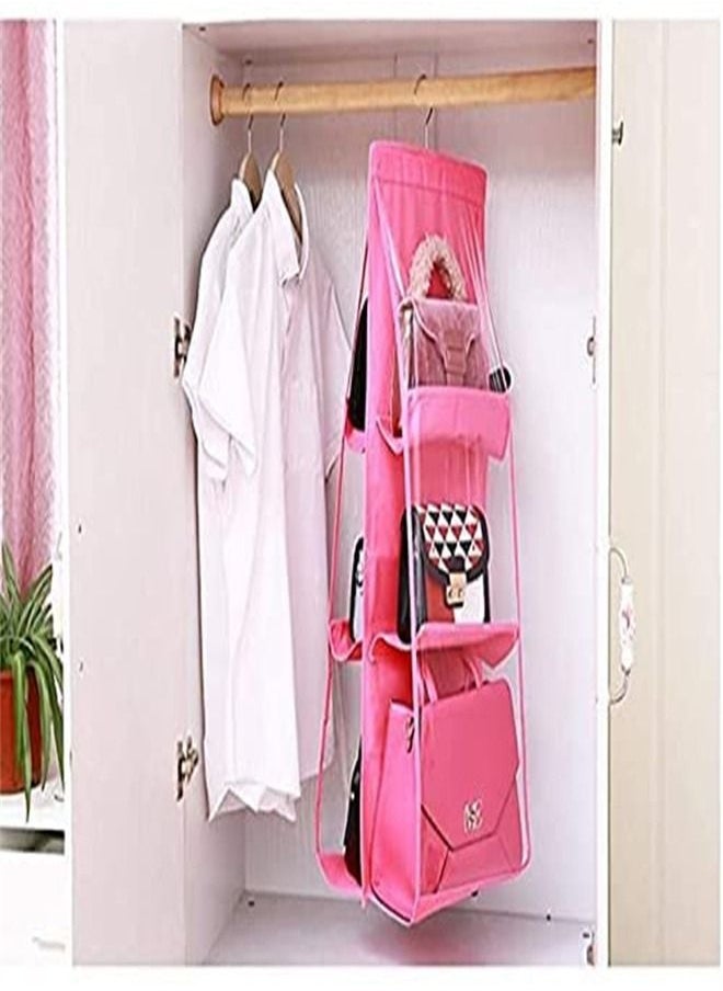 ORiTi Clear Purse Handbags Organizer Door Closet Shelf Hanging Storage Bag Pink 20*10*20cm  - Image 4