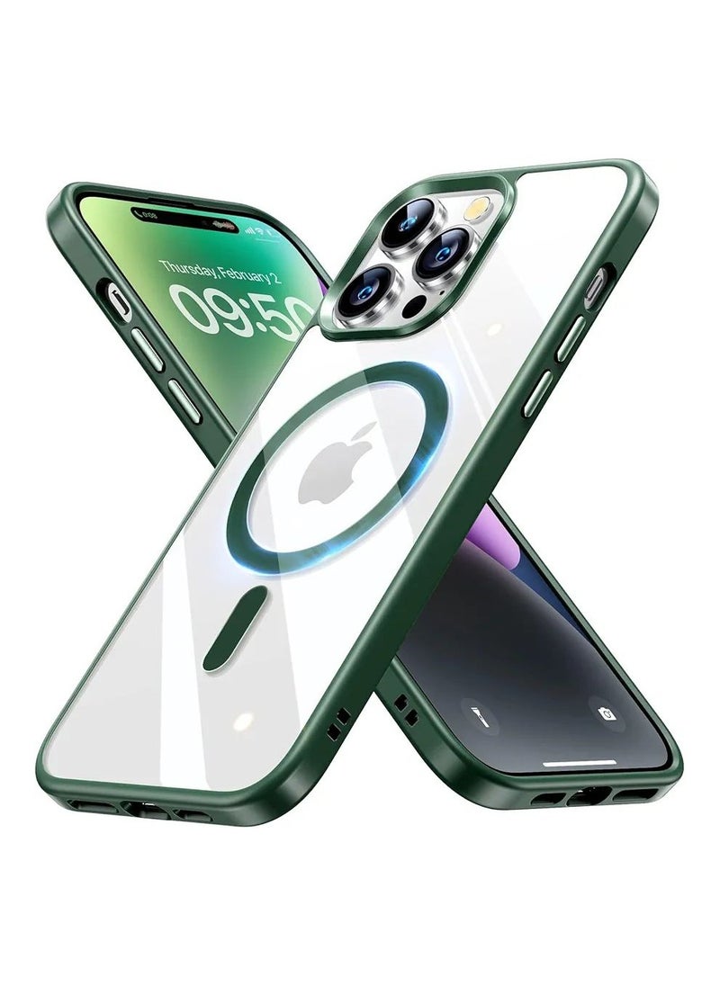 Denx - Magnetic Case for iPhone 16 Pro Case, Compatible with MagSafe, Plating Luxury Cover, Clear Soft TPU Shockproof Protective Phone Case, (Green) - Image 1
