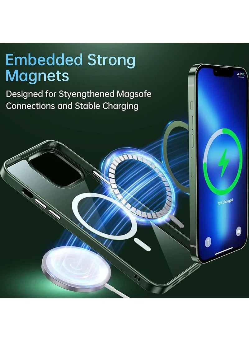 Denx - Magnetic Case for iPhone 16 Pro Case, Compatible with MagSafe, Plating Luxury Cover, Clear Soft TPU Shockproof Protective Phone Case, (Green) - Image 1