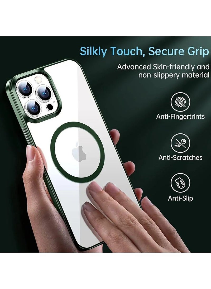 Denx - Magnetic Case for iPhone 16 Pro Case, Compatible with MagSafe, Plating Luxury Cover, Clear Soft TPU Shockproof Protective Phone Case, (Green) - Image 1