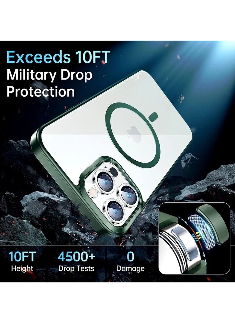 Denx - Magnetic Case for iPhone 16 Pro Case, Compatible with MagSafe, Plating Luxury Cover, Clear Soft TPU Shockproof Protective Phone Case, (Green) - Image 1