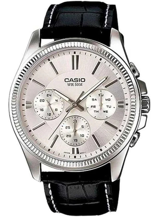 CASIO Casio Men's Watch - MTP-1375L-7AVDF Silver Dial, Black Band