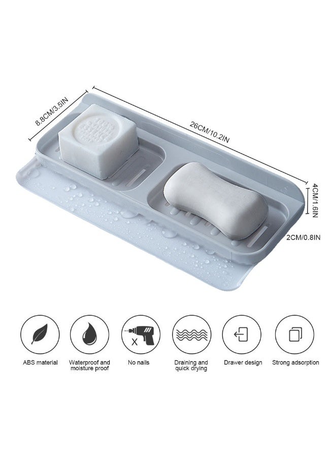 Wall Mounted Soap Dishes Box, No-Drilling Heavy Duty Soap Dish Holder for Shower, Shampoo Storage Rack For Bathroom Accessories Toiletries Organizer - Image 2