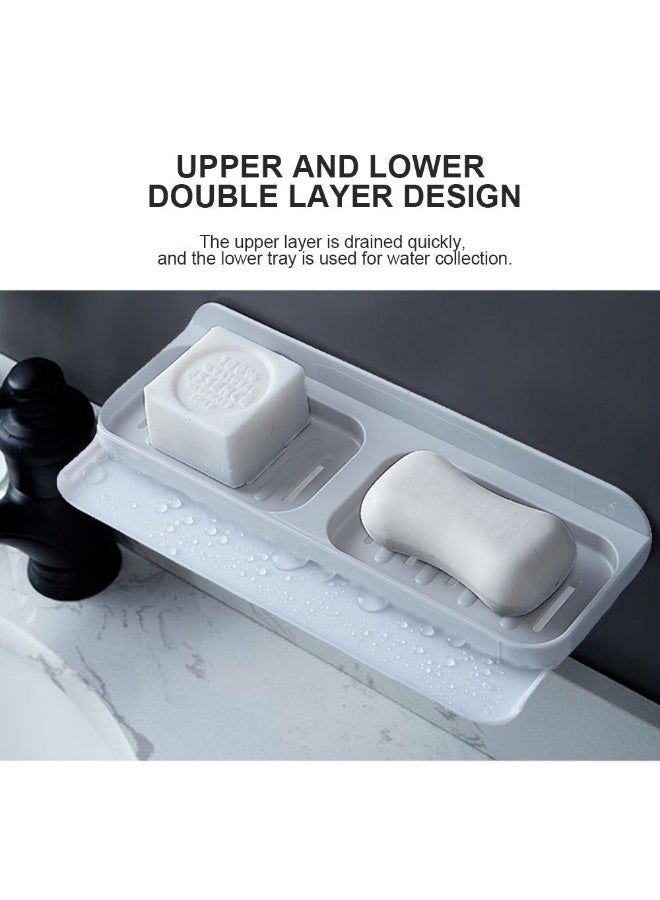 Wall Mounted Soap Dishes Box, No-Drilling Heavy Duty Soap Dish Holder for Shower, Shampoo Storage Rack For Bathroom Accessories Toiletries Organizer - Image 4