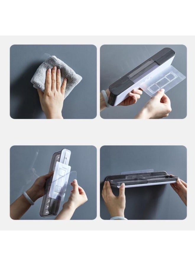 Wall Mounted Soap Dishes Box, No-Drilling Heavy Duty Soap Dish Holder for Shower, Shampoo Storage Rack For Bathroom Accessories Toiletries Organizer - Image 5