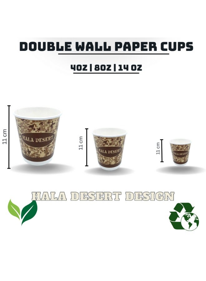 Halapack 80 PCS | 14 oz Disposable Double Wall Paper Cups with Unique Camel Design - Image 1