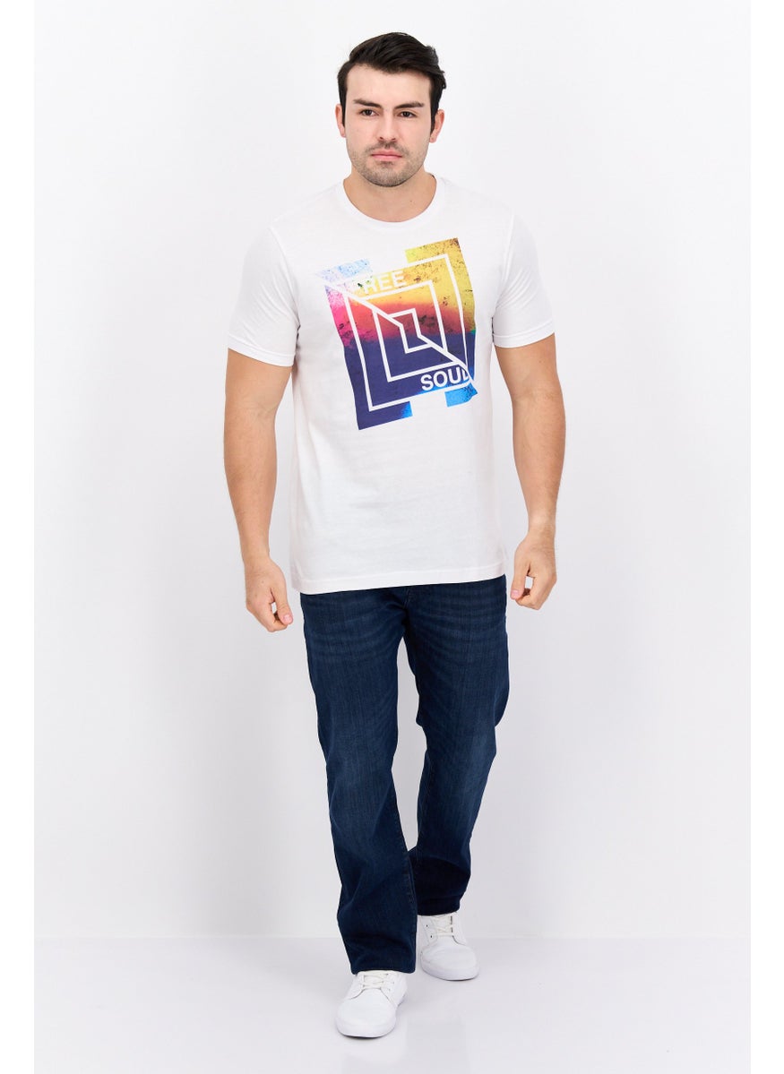 Free Soul - Men Crew Neck Short Sleeve Graphic Print Troon T-Shirt, White Combo - Image 1