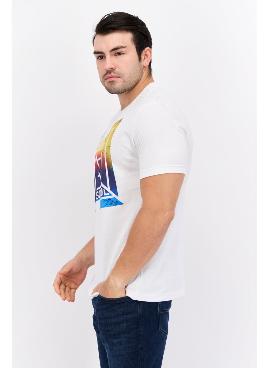 Free Soul - Men Crew Neck Short Sleeve Graphic Print Troon T-Shirt, White Combo - Image 1