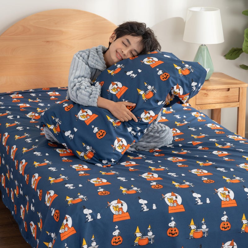 Berkshire Blanket Berkshire Blanket Peanuts Kids Sheet Set Full Size - 4 Pieces Cute Character Snoopy Printed Soft Microfiber Bed Sheets Halloween Magic Potions Sheet Navy  - Image 3