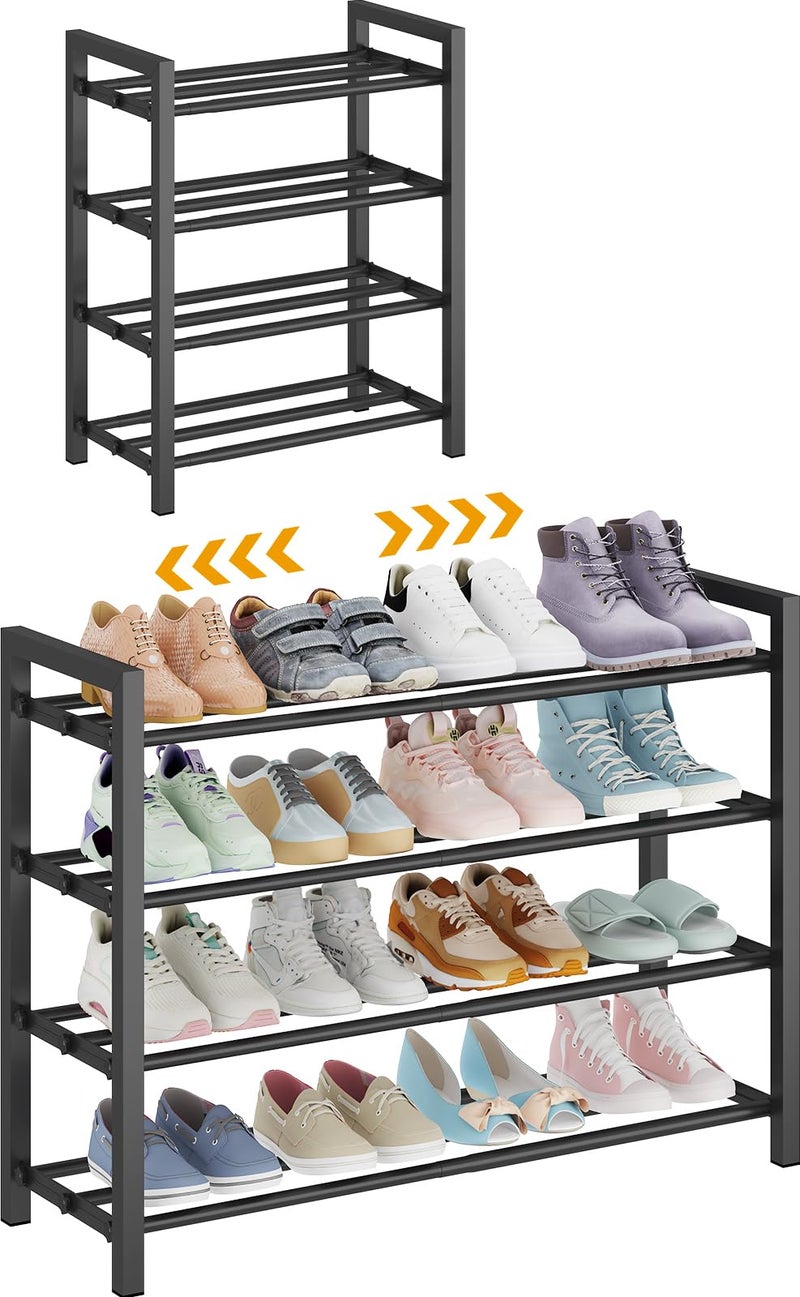 Detsuk 4-Tier Expandable Shoe Rack â€“ Adjustable Metal Shoe Organizer for Closet, Entryway & Mudroom â€“ Stackable, Heavy-Duty Storage, Black - Image 1