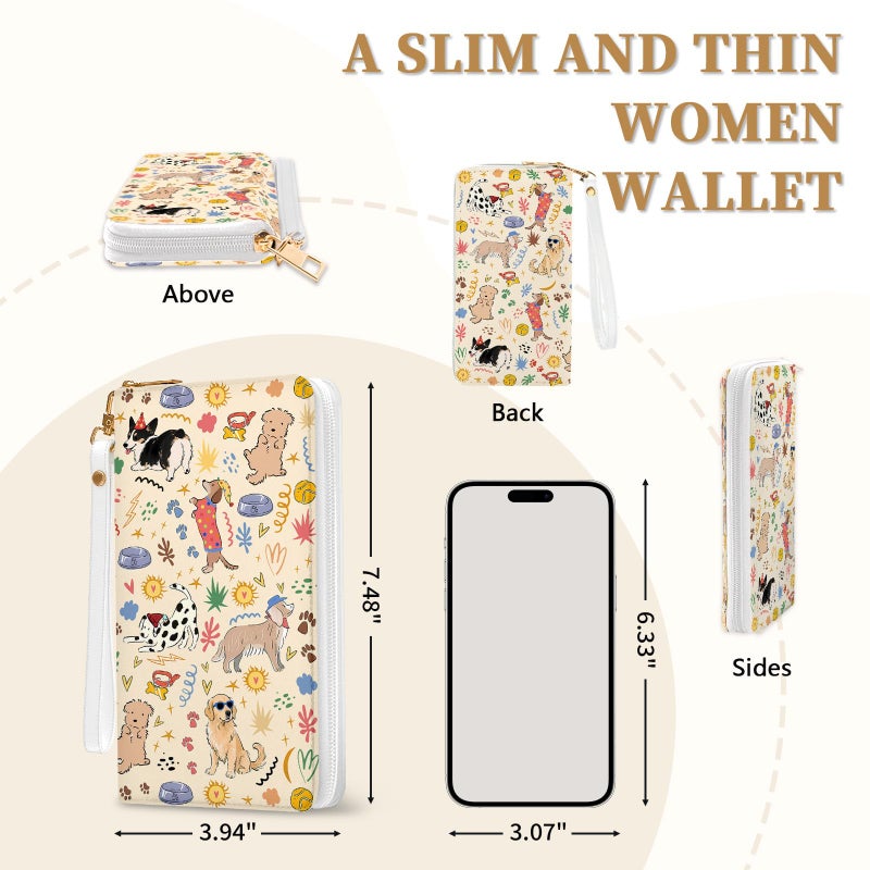 Vorruil Dog Womens Wallet, Wristlet Wallet for Women RFID Blocking, Cute Ladies Purse with Zip Around Credit Card Holder, Travel Hand Strap Women's Wallets, Large Capacity Clutch Organizer Christmas Gift - Image 2