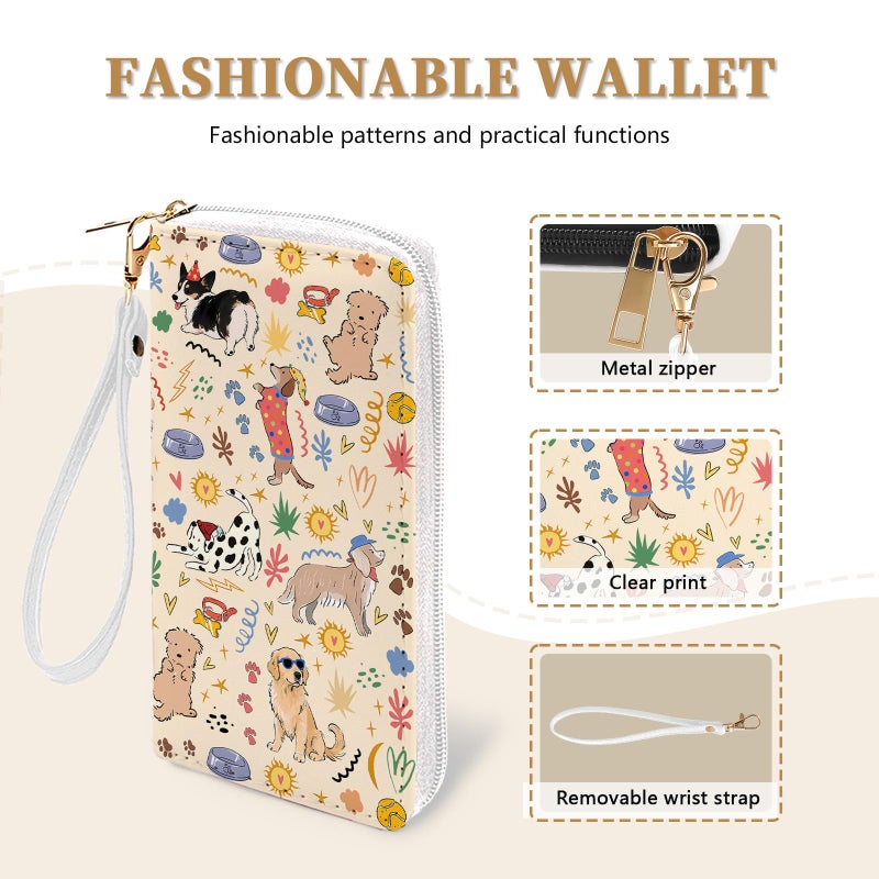 Vorruil Dog Womens Wallet, Wristlet Wallet for Women RFID Blocking, Cute Ladies Purse with Zip Around Credit Card Holder, Travel Hand Strap Women's Wallets, Large Capacity Clutch Organizer Christmas Gift - Image 5