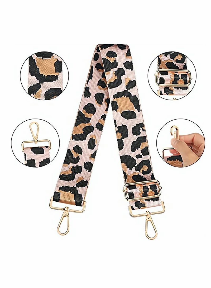 Excefore Purse Strap, Adjustable Handbag Strap Replacement Shoulder Crossbody Strap Guitar Style Stripe Belt, Personalized Leopard Print Wide Shoulder Strap, 2 Pieces  - Image 5