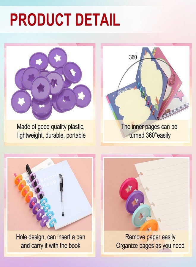 باتيكيل أقراص تجليد الكتب البلاستيكية المستديرة من باتيكيل، 35 مم (1.38 بوصة)، 22 قطعة، أقراص توسيع على شكل نجمة، حلقات تجليد مستديرة لدفاتر ومخططات يمكنك صنعها بنفسك، لون بنفسجي - Image 3