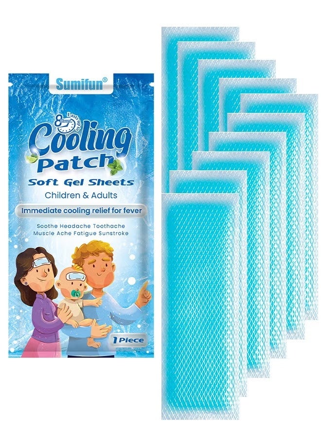 سوميفون عبوة من 7 قطع من رقعة التبريد - رقعة تبريد للحمى، تسكين طبيعي للصداع والصداع النصفي، جل ناعم، رقعة حمى للأطفال، علاج التوتر/التهاب الجيوب الأنفية، الوقاية من الصداع - Image 1