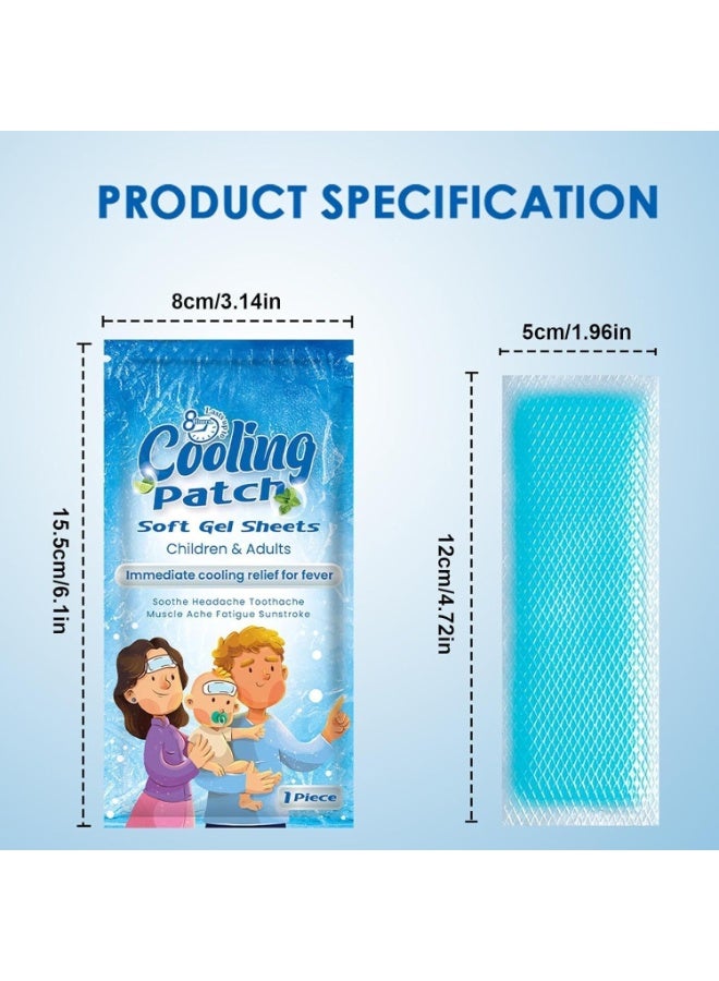 سوميفون عبوة من 7 قطع من رقعة التبريد - رقعة تبريد للحمى، تسكين طبيعي للصداع والصداع النصفي، جل ناعم، رقعة حمى للأطفال، علاج التوتر/التهاب الجيوب الأنفية، الوقاية من الصداع - Image 4