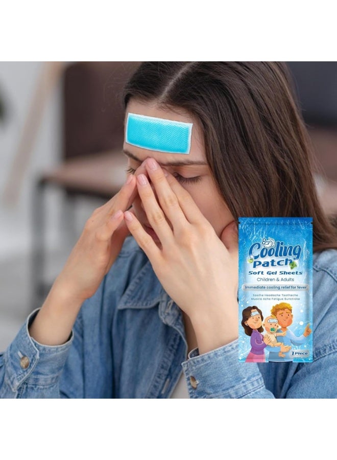 سوميفون عبوة من 7 قطع من رقعة التبريد - رقعة تبريد للحمى، تسكين طبيعي للصداع والصداع النصفي، جل ناعم، رقعة حمى للأطفال، علاج التوتر/التهاب الجيوب الأنفية، الوقاية من الصداع - Image 3