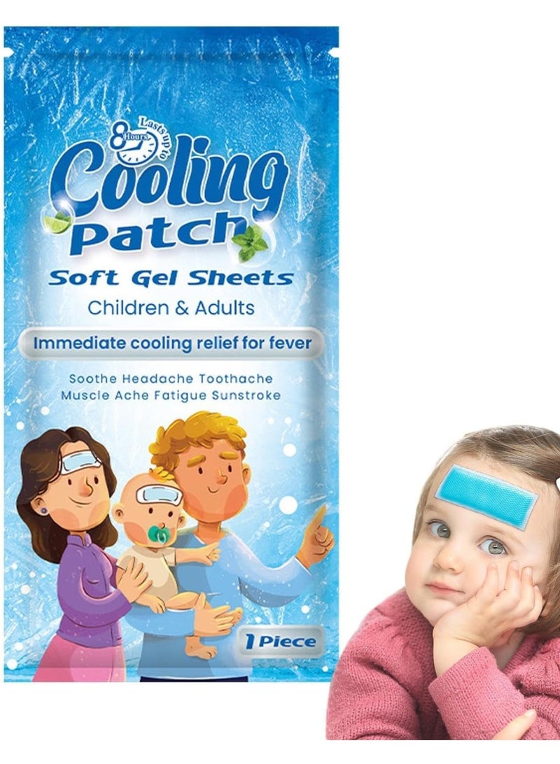 سوميفون عبوة من 7 قطع من رقعة التبريد - رقعة تبريد للحمى، تسكين طبيعي للصداع والصداع النصفي، جل ناعم، رقعة حمى للأطفال، علاج التوتر/التهاب الجيوب الأنفية، الوقاية من الصداع - Image 2