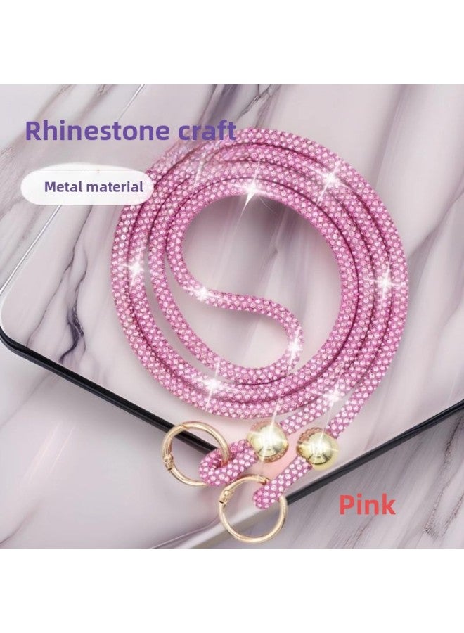 Luxury Rhinestone Mobile Phone Lanyard Long Crossbody Mobile Phone Hanging Chain Shoulder Pendant Bag Hanging Accessories Strap Mobile Phone Lanyard-Specification:8 Rows [diagonal Style]--ab Color  - Image 2