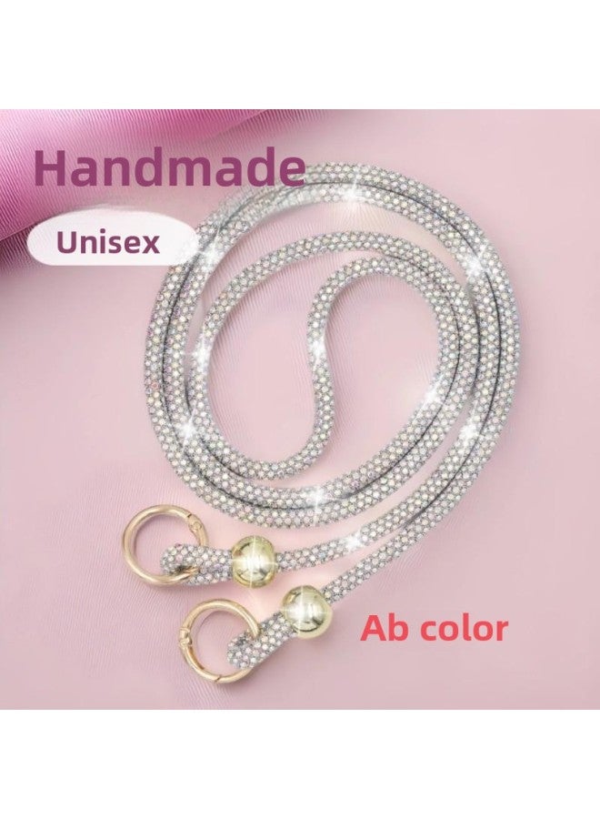 Luxury Rhinestone Mobile Phone Lanyard Long Crossbody Mobile Phone Hanging Chain Shoulder Pendant Bag Hanging Accessories Strap Mobile Phone Lanyard-Specification:8 Rows [diagonal Style]--ab Color  - Image 1