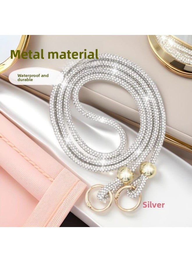 Luxury Rhinestone Mobile Phone Lanyard Long Crossbody Mobile Phone Hanging Chain Shoulder Pendant Bag Hanging Accessories Strap Mobile Phone Lanyard-Specification:8 Rows [diagonal Style]--ab Color  - Image 4