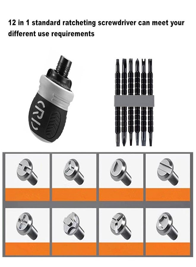 Kinteshun Ratcheting Screwdriver Set,12-in-1 Multi-bit Stubby Screw Driver Set-Adjustable Length,Reversible Dual End,Portable - Image 5