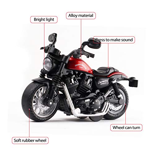 MING YING 66 Mini Toy Motorcycle Pull Back Toy Cars with Sound and Light ToyToy Motorcycles for ToddlersMotorcycle Toys for Boys Age 39 Red - Image 5