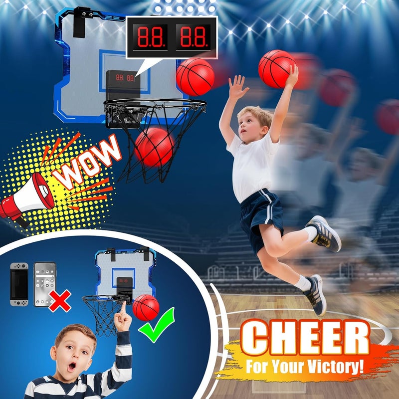 Antaha Basketball Hoop Indoor, Mini Basketball Hoop Over The Door with Scoreboard, Basketball Toys Gifts for 5 6 7 8 9 10 11 12 Year Old Boys Girls - Image 2