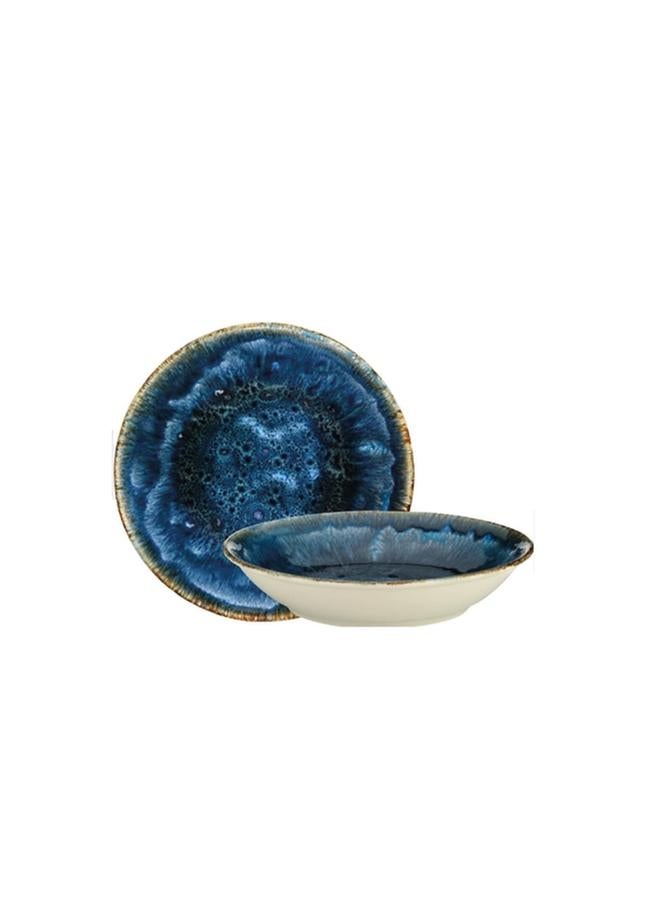 Kutahya Ocean Dishwasher Safe Porcelain Round Deep Plate Blue and White 21cm TS21CK850A02 - Image 2