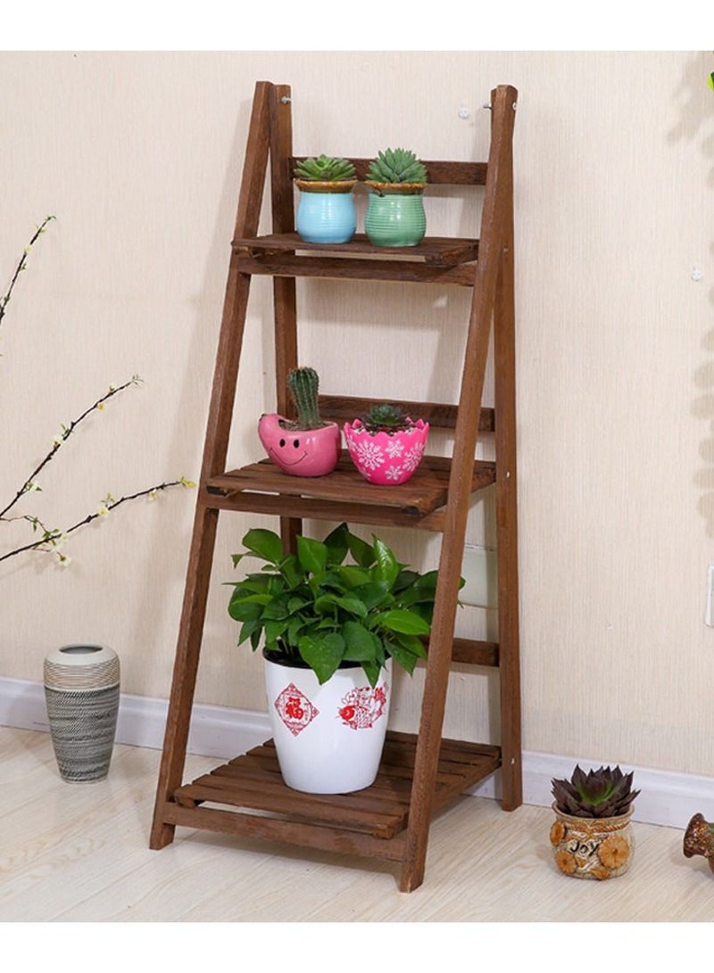 FFD Wooden Plant Stand Shelf Tier Shelves Flower Pot Holder Display Storage Rack for Living Room Balcony Courtyard Garden Balcony Home Decoration Wood Flower Rack - Image 2