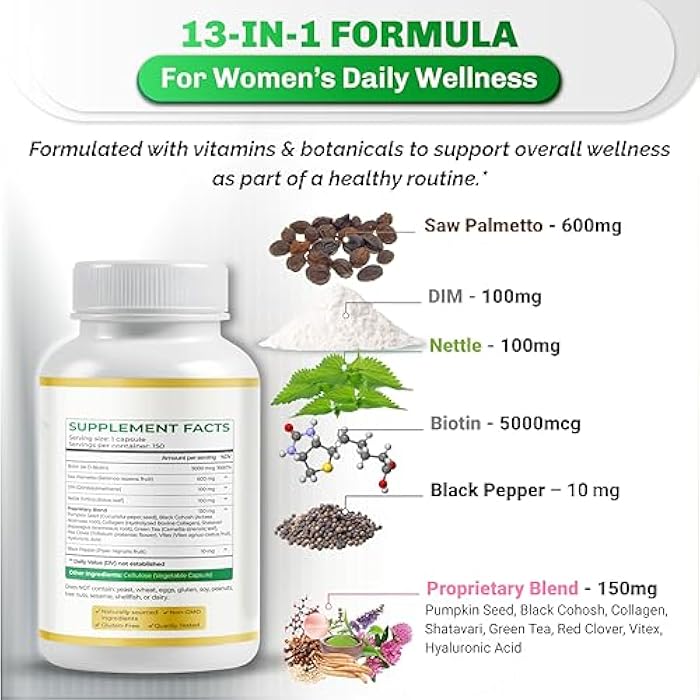 NUSORAN Ultra Saw Palmetto - 13-in-1 with DIM, Nettle, Pumpkin Seed, Collagen, Vitex - Max Absorption - 150 Capsules - Non-GMO, Gluten-Free, Lab Tested - Image 3