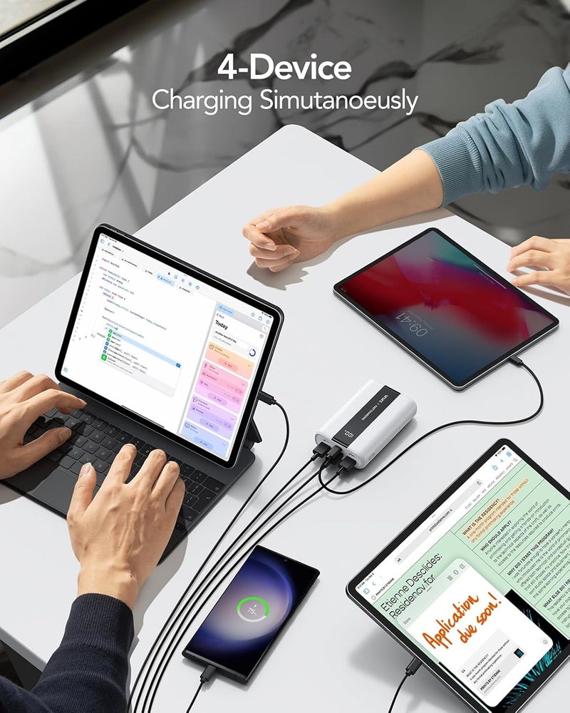 VRURC Portable Charger, 20000mAh Mini Power Bank USB C In & Output, 22.5W Fast Charging LED Display External Battery Pack with 4 Output & 3 Inputs Compatible with iPhone 17 16 15, Samsung - Image 4