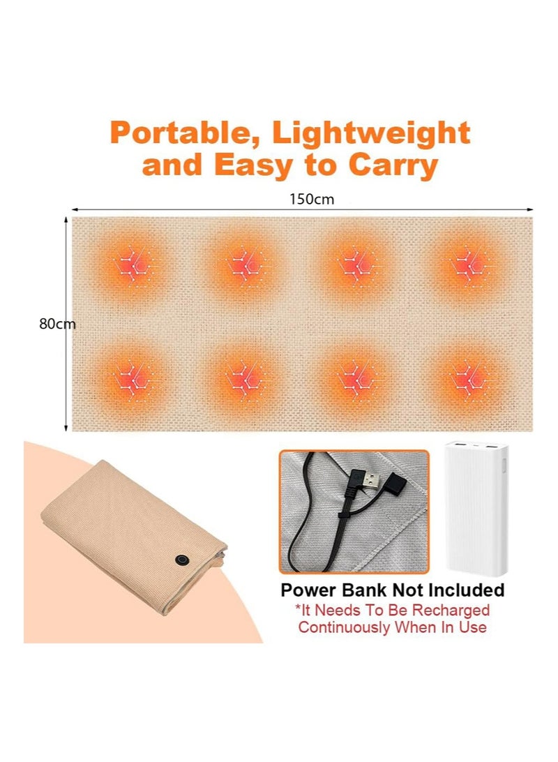 ايكانبو بطانية كهربائية محمولة، تحكم في درجة الحرارة بثلاث سرعات، تعمل بالطاقة USB، قابلة للغسل، 150 × 80 سم، مناسبة لتدفئة الكتفين والخصر والجسم بالكامل (البطارية غير متضمنة) - Image 3