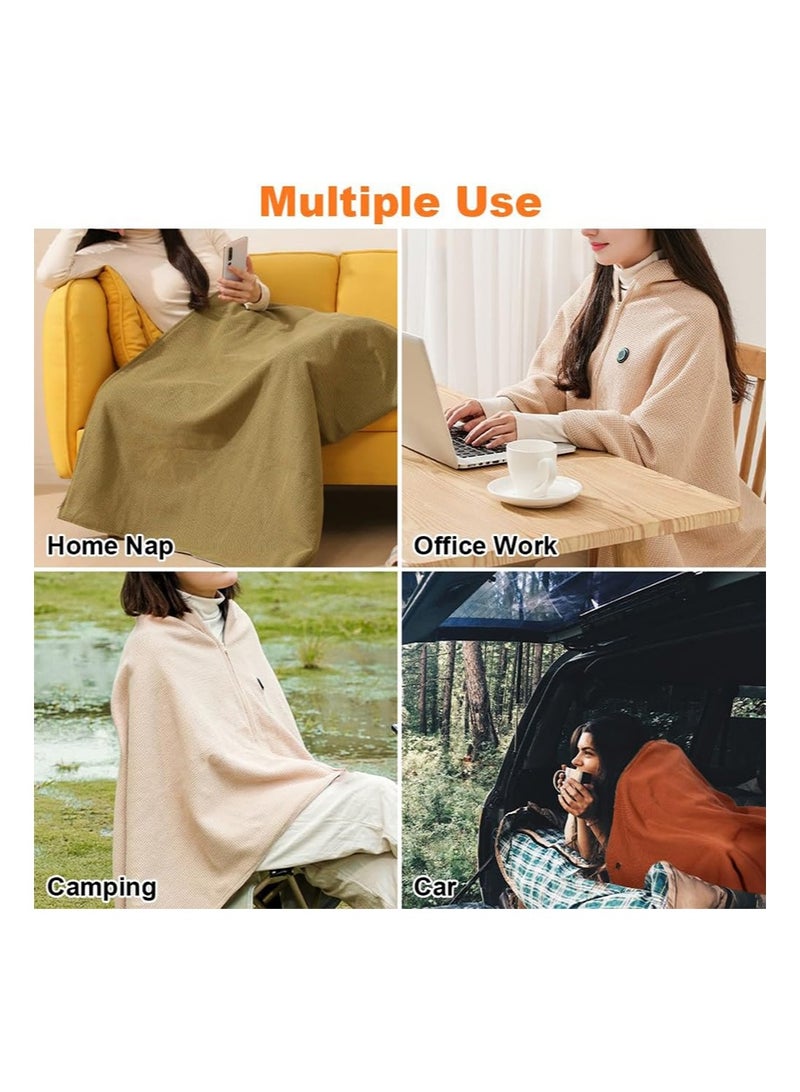 ايكانبو بطانية كهربائية محمولة، تحكم في درجة الحرارة بثلاث سرعات، تعمل بالطاقة USB، قابلة للغسل، 150 × 80 سم، مناسبة لتدفئة الكتفين والخصر والجسم بالكامل (البطارية غير متضمنة) - Image 5