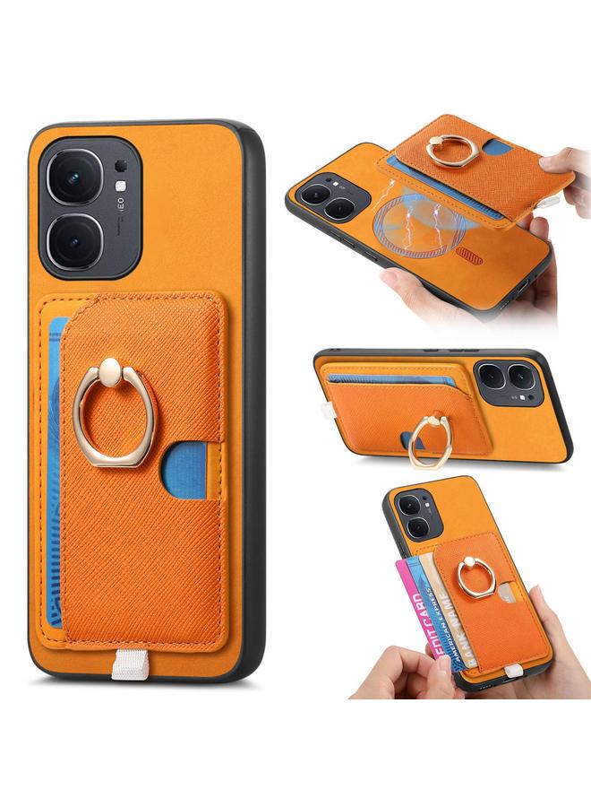 Case For vivo iQOO Neo9 / Neo9 Pro 5G Retro Cross Leather Ring Side Insert Card Bag MagSafe Phone Case